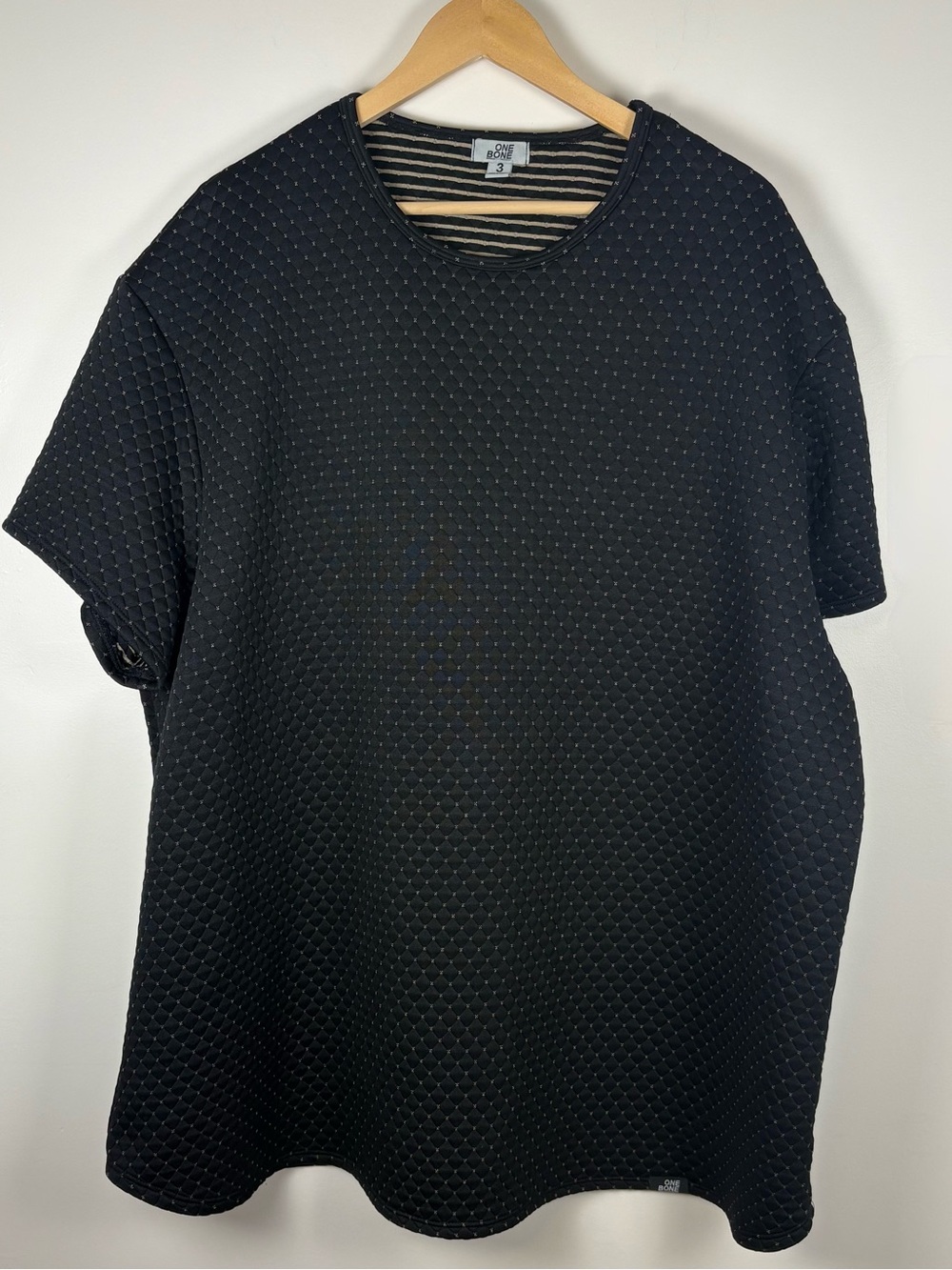 ONE BONE Men’s Black Quilted Scoop Tee Big & Tall, Plus Size 3 (3XL 4XL)